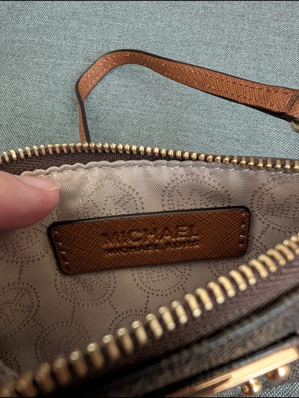 Michael Kors Brown MK Logo Wristlet